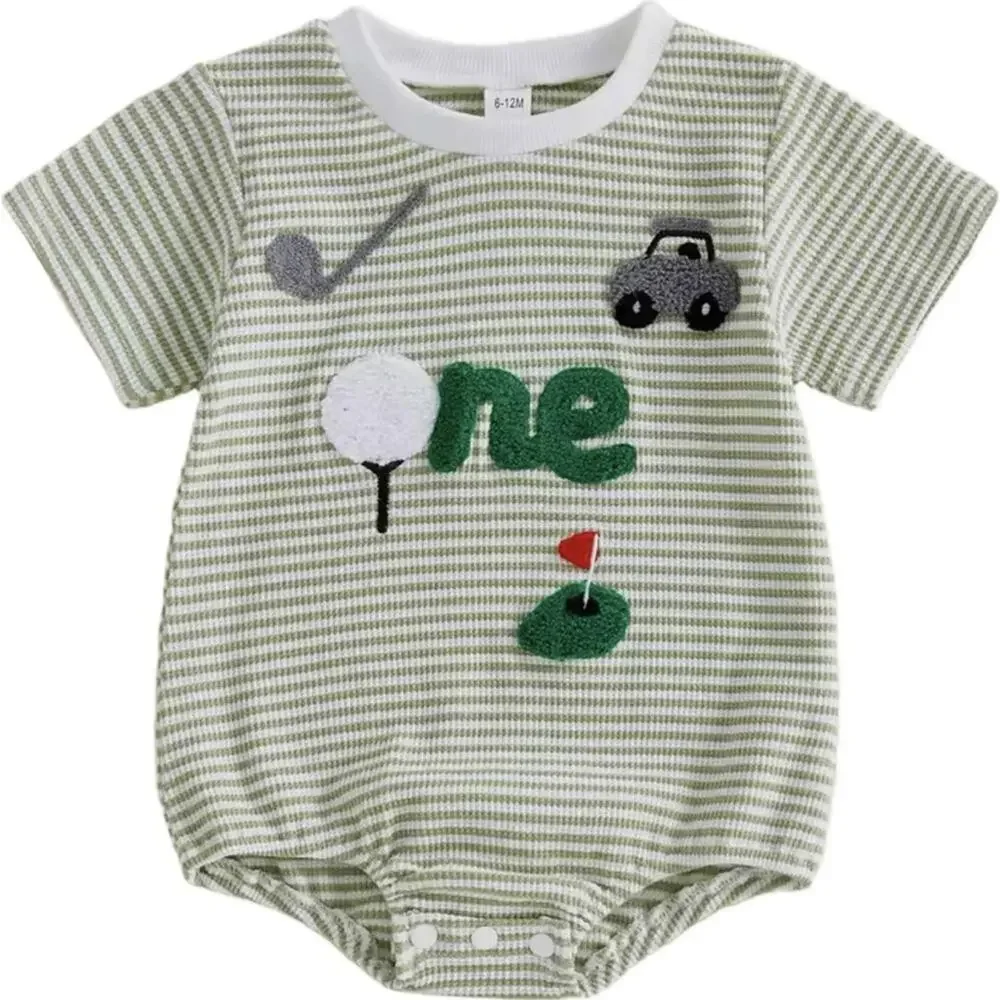 New Green Striped Golf One-Piece for Kids 6-12 months